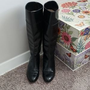 Black leather Knee high Christian Loubitin boots